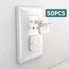 50PCS US Plug Outlet Covers Baby Proofing Child Safety Socket Protectors White