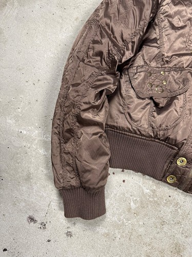 Vintage Y2K Brown Utility Japanese Style Bomber Jacket Avant Garde Boxy - Picture 3 of 11