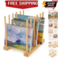 Tabletop Art Storage Rack - Wooden Drying & Display Rack with Adjustable Slot...