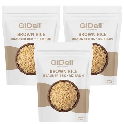 GiDeli Brauner Reis 3kg | Naturreis Vollkorn | Brown Rice Premium für gesunde Er