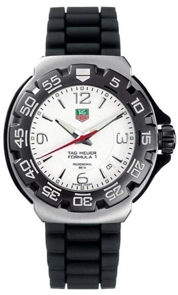 Tag Heuer Formula 1 WAC1111.BT0705 40mm Black Bezel Strap White Dial Men's Watch