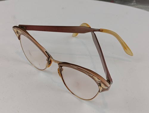 VTG American Optical Cat Eye Frames Only 12K Gold Filled Etched Aluminum 5 3/4 - Picture 4 of 9