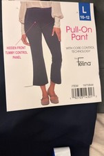 Felina Women's Tummy Control Pull-On Kick Crop Pant, Sea Captain Navy , Large