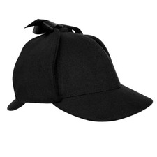 BHning Adults Tweed Deerstalker Hat, Easy To Wear Detective Large Black
