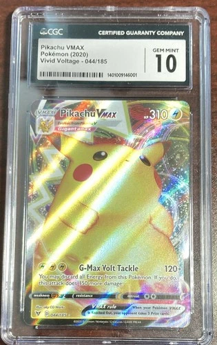 Pokémon CGC 10 Pikachu VMAX Ultra Rare Holo Swsh04 Vivid Voltage 044/185 2020