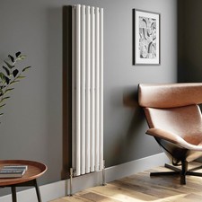 Image of Designer Radiator Vertical Horizontal White Flat Panel Oval Column Double Rads