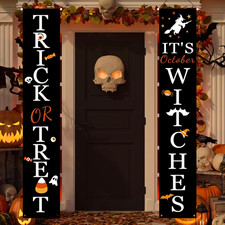 Halloween Porch Banners for Hanging Decorations Indoor Outdoor