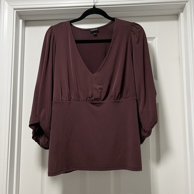 Torrid plum V-neck 3/4 ballon sleeve women plus size 1 blouse