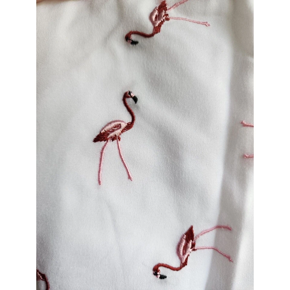 TWIN SHEET SET-COASTAL EMBROIDERED COLLECTION-Pink/Red Flamingo - Image 2 of 4