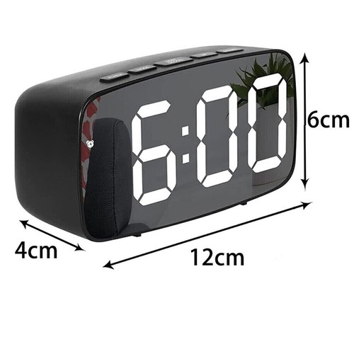 LED Digital Mirror Alarm Clock MainsPowered Large Night Light Bedroom Bedside UK - Picture 2 of 14