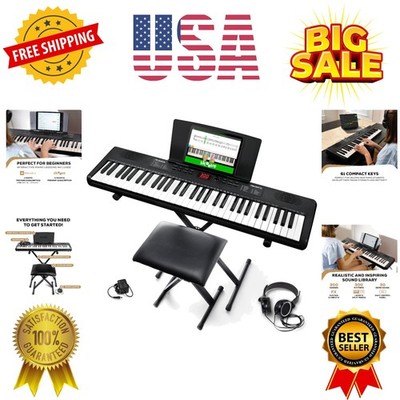 Melody 61 MK4 Keyboard Piano for Beginners with 61 Keys, Speakers, Stand, Ben...