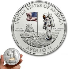 Artemis II Commemorative Silver Coin, Double-Sided Collector Coins, Space Explor