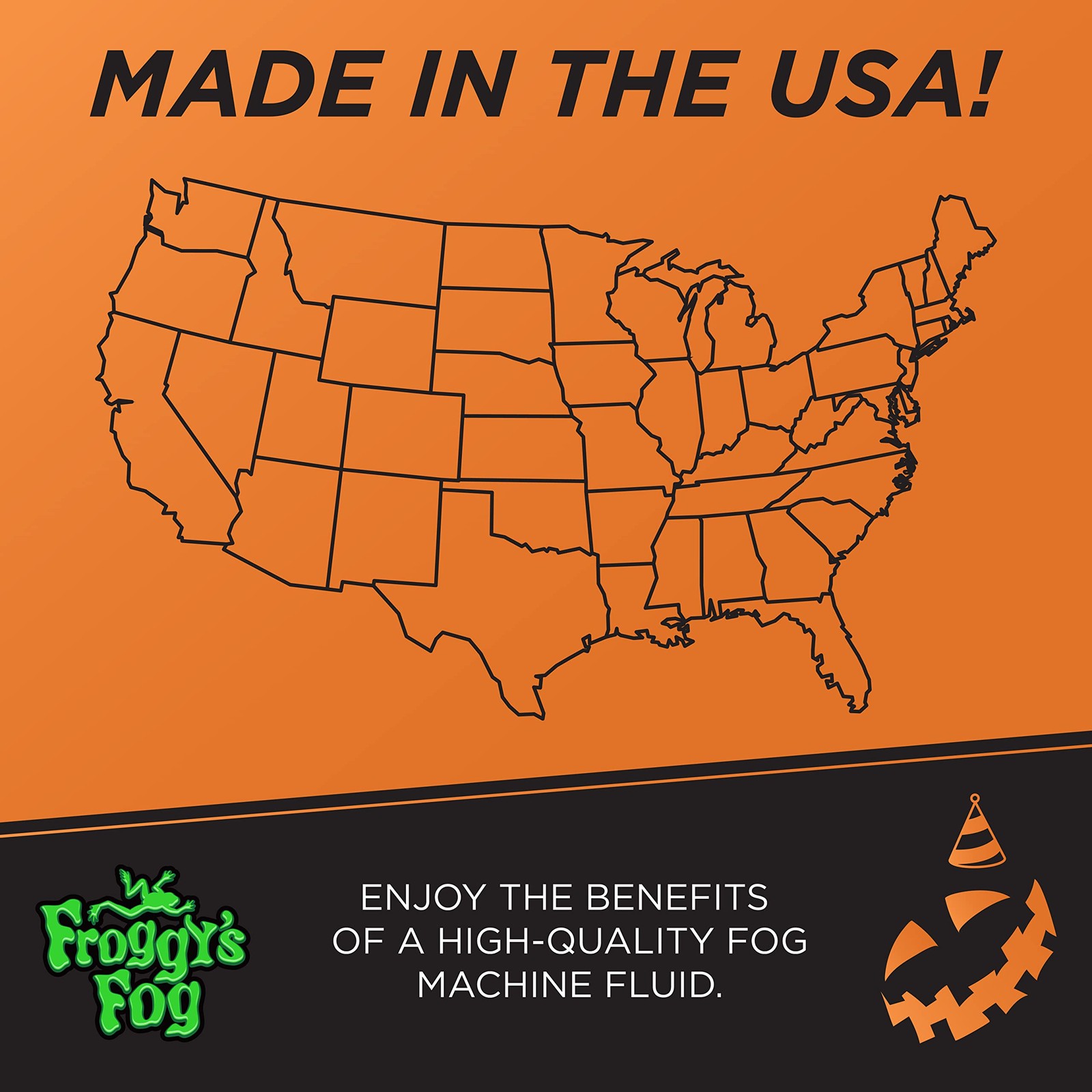 Froggy's Fog Halloween and Party Fog Fluid, High Output Long-Lasting Fog Juic...