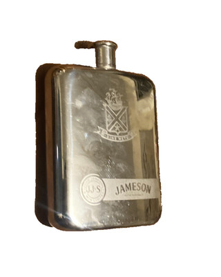 Vintage Jameson Irish whisky flask metal Stainless Steel JJ&S Jonh Jameson