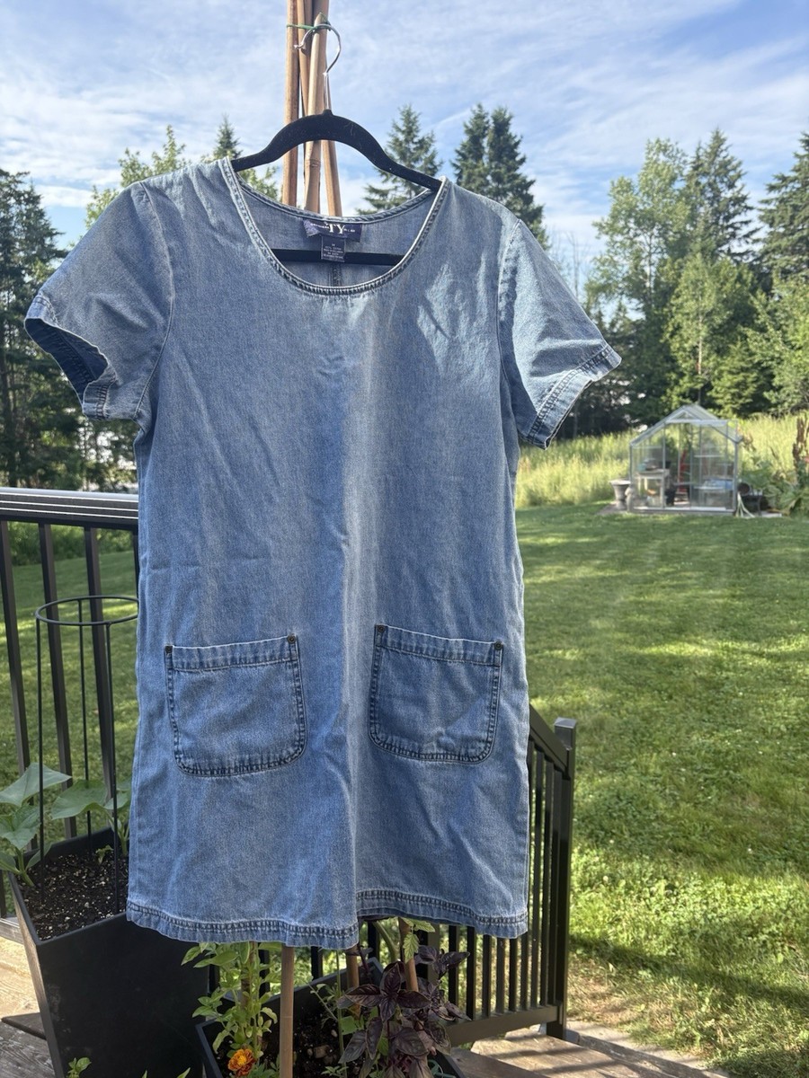 Vintage 90's Denim Dress Size M Coastal Cowgirl Preppy Fall | eBay
