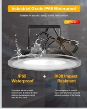 UFO LED High Bay Shop Light 150W, 16500Lm 5000K, UL Listed, Super Bright