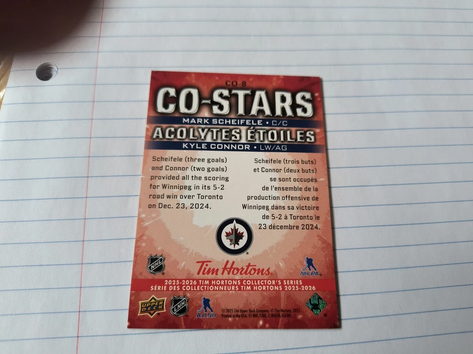 2025-26 Tim Hortons upper Deck costars acolytes mark scheifele/Kyle Connor - Image 2 of 4