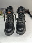 VTG Harley Davidson Motorcycle Women Size 6 Leather Boots Metal Logo Side Zip