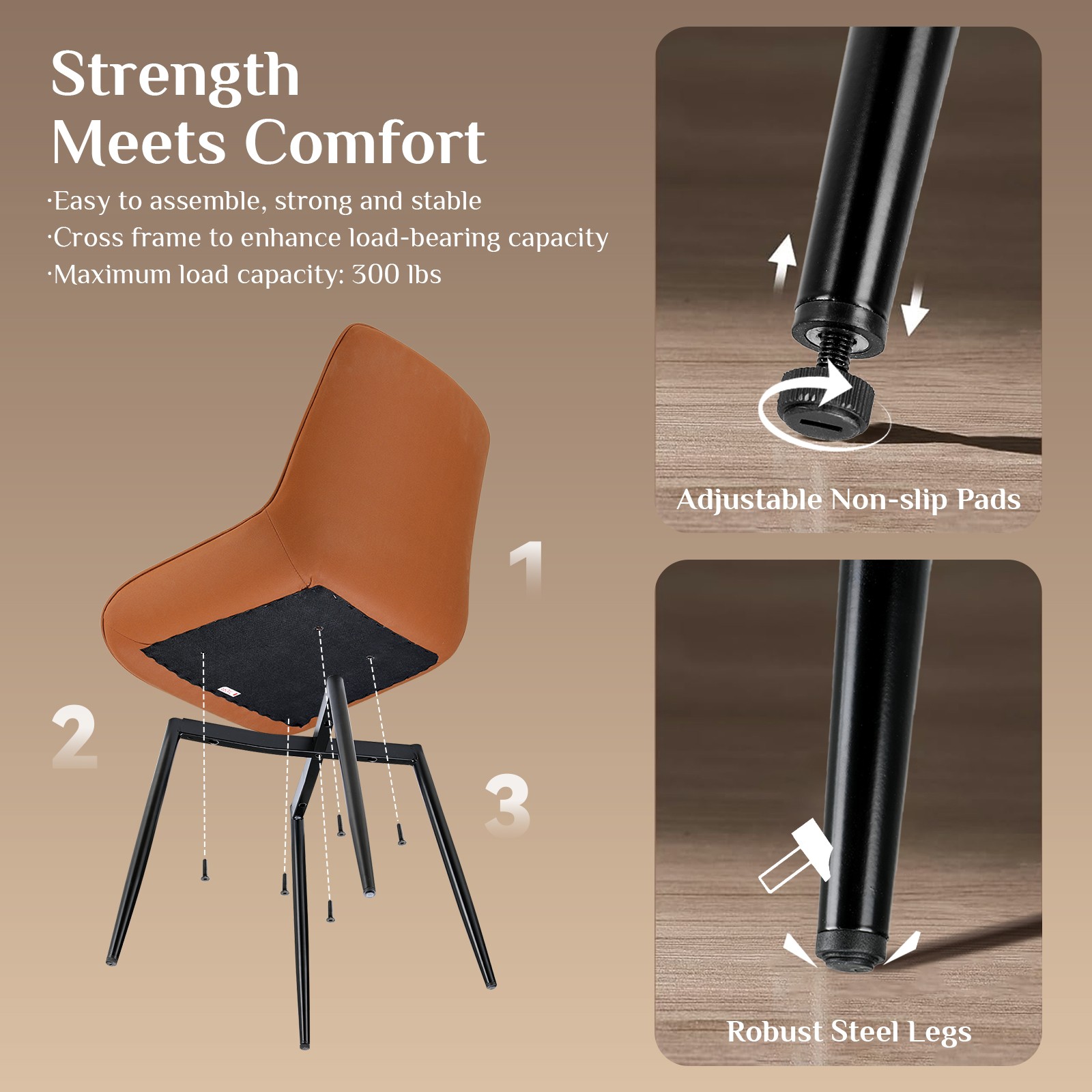 Dining Chairs Set of 2/4 High Back Suede Faux Leather Dining Room Chairs Set