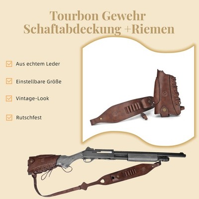 TOURBON Ledergewehr Sling Munition Traggurt 2 Punkte/ Match Gun Buttstock Cover