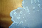 Doilies, set of 3, each one unique, vintage 1940's white embroidery & linen — photo 5