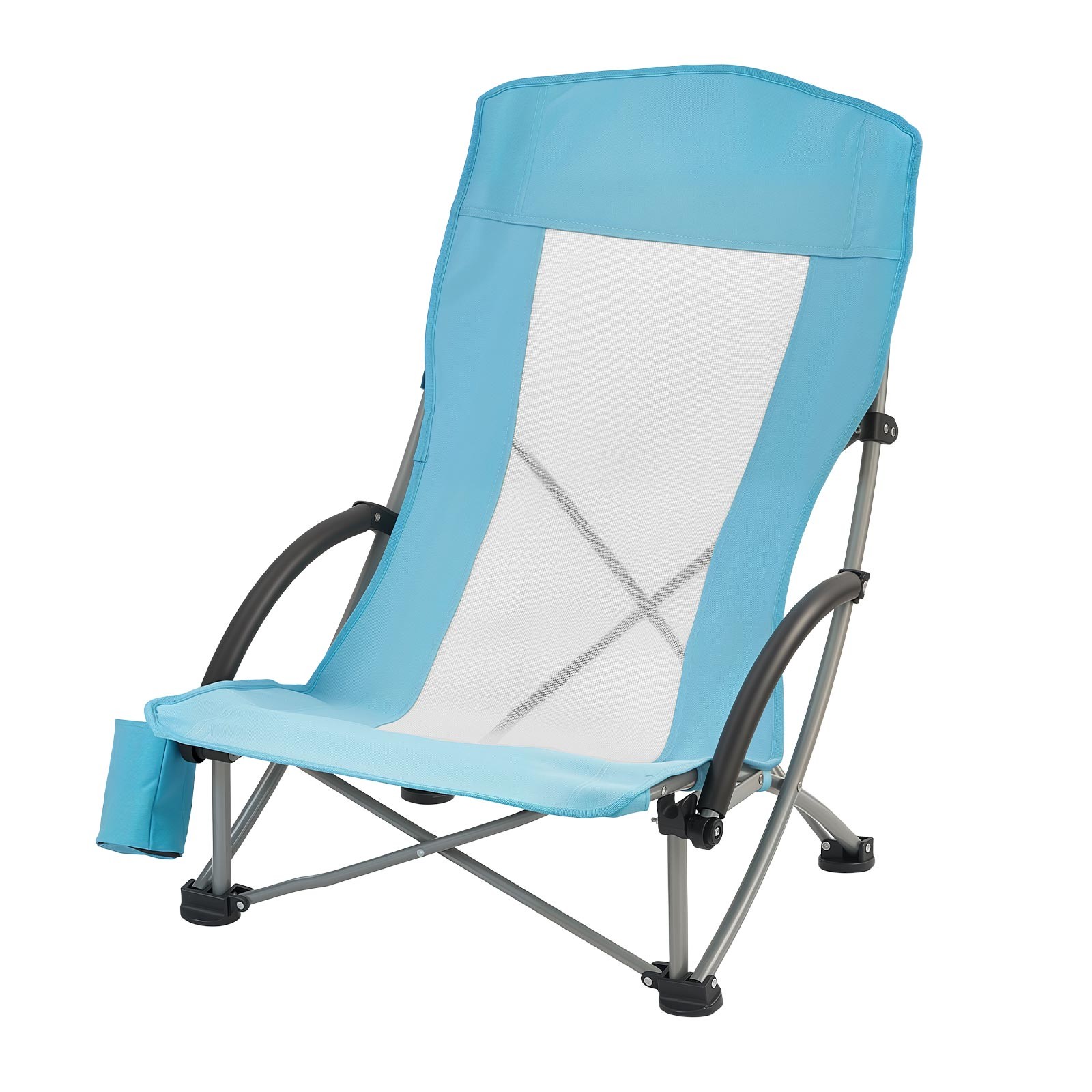 Uimoso Folding High-Back Beach Chair with Mesh, Cup Holder, Supports 330 lbs