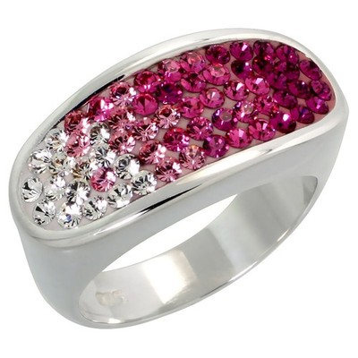 925 Sterlingsilber kurzer ovaler rosa Topas CZ Ring Band 3/8 Zoll (10 mm) breit