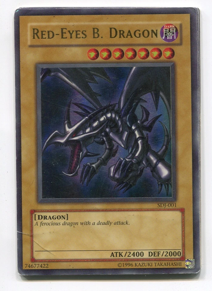 Yu-Gi-Oh! HEAVY PLAYED Red Eyes B Dragon Ultra Rare SDJ Rotäugiger Schwarzer - Bild 1 von 1