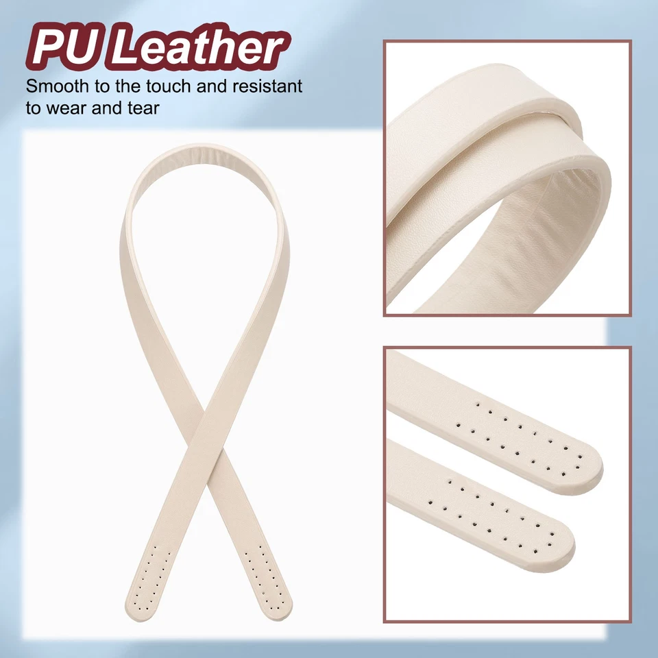 2 件装聚氨脂合成革包手柄,25.6 英寸替换肩带DIY包,灰色 — 第 3/4 张图片