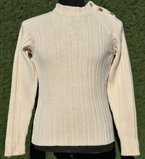 Herm s 100 Wool Ribbed Technical Button Collar Sweater Slim Fit Size L