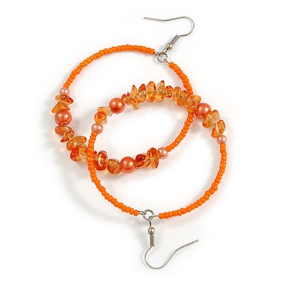 50 mm Orange/Pfirsich Große Glasperlen, Kunstperlen, Halbedelstein Creolen