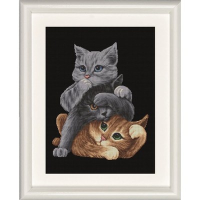 Dutch Stitch Brothers Kreuzstich Stickpackung ''Katzen Schwarz'', Zählmuster, 30x4
