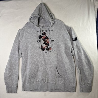 Disney Neff Mickey Mouse Gray Hoodie Brown Floral Print XXL