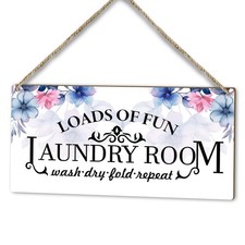 Load of Fun Laundry Room Sign, Wood Door 10 x 5 x 0.1 inches, multicolor