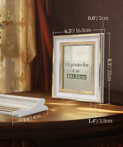 4x6 Distressed Gold & White Frame - Showcase Your Cherished Moments Beautifully - Picture 5 of 11