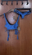 NWT Acacia Salt Water Blue Baldwin Hunter Top Bottoms Bikini Swimsuit Set XS S