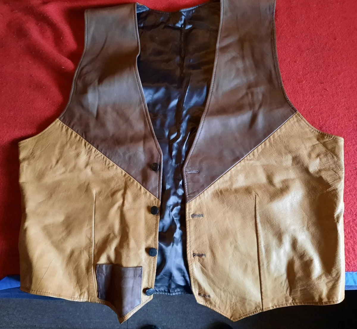 Selbstgenähte  Herren-Weste aus Leder Größe XL (52/54)