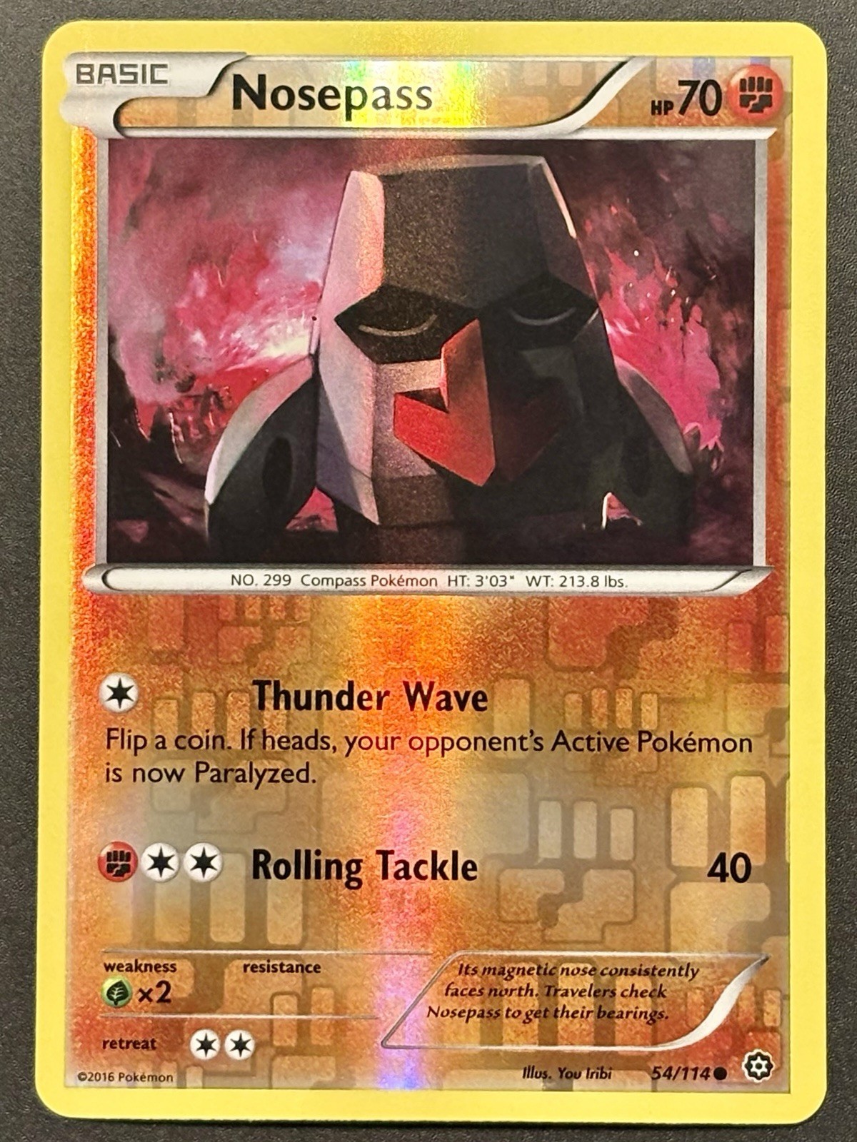 Nosepass 54/114 Steam Siege Reverse Holo Common Pokémon Card NEAR MINT