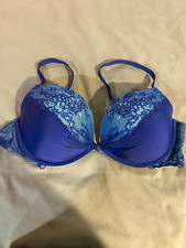 Blue Floral Lace Demi Underwire Bra 38C Padde...