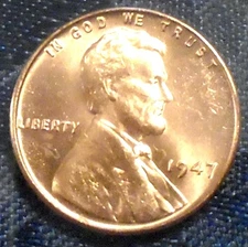 1947 Wheat Cent BU Gem Brilliant UNCIRCULATED RED Post-WWll Highest Grade LUSTER