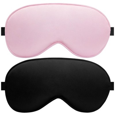 Silk Sleep Mask   2 Pack Silk Eye Mask for Sleeping, Adjustable Strap, 100% Blac