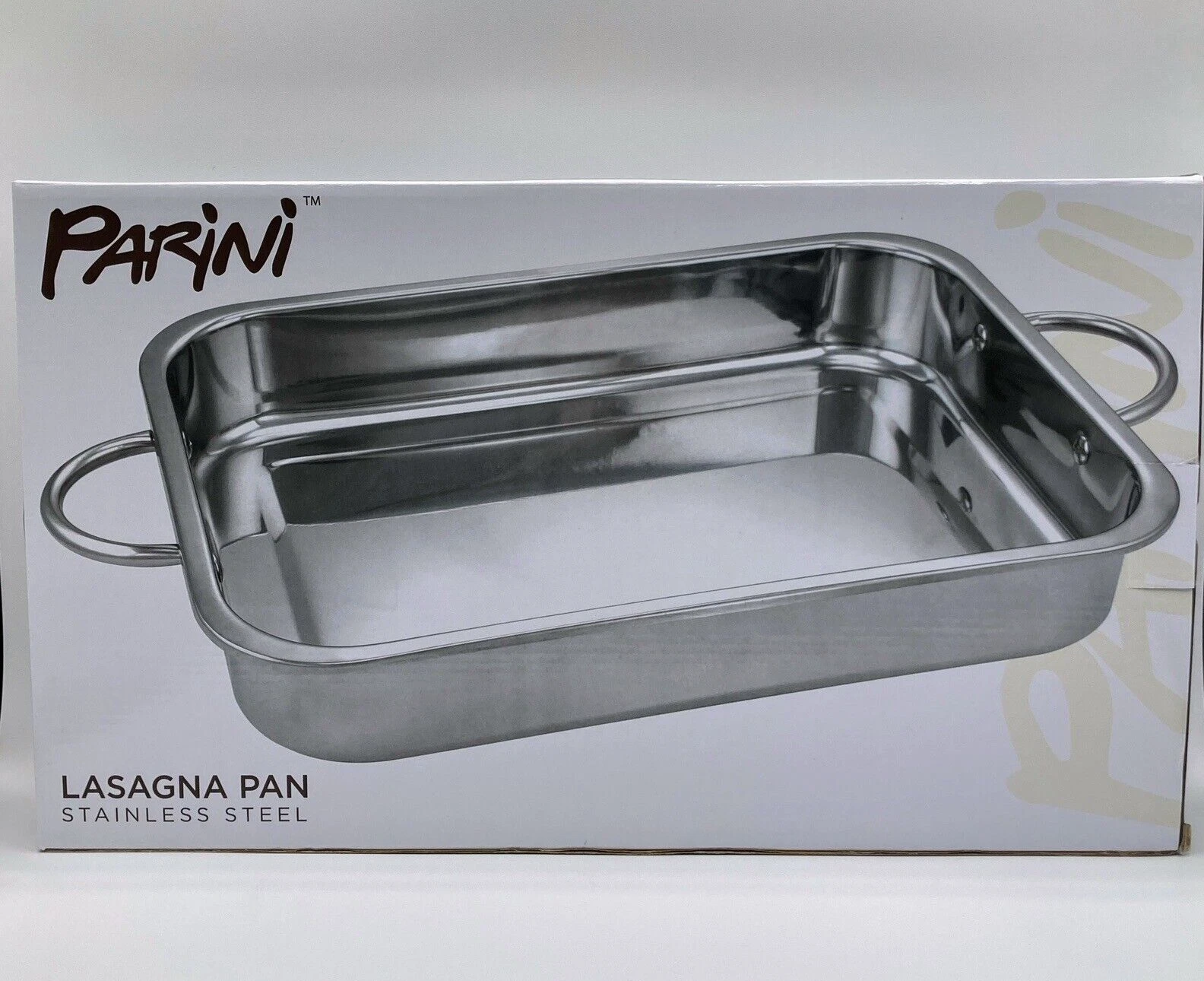 Parini Stainless Steel Lasagna Pan 14" x 10" x 2" w/ Double Handles NIB
