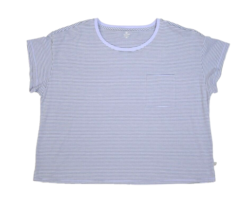 T by Talbots Striped Pocket Tee Lilac Purple Short Sleeve Crew T-Shirt Womens 3X
