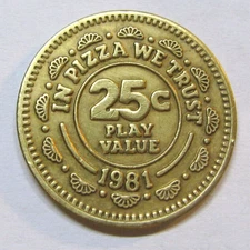 1981 Chuck E. Cheese Pizza Time Theatre Coin Arcade Rare Game Token Brass
