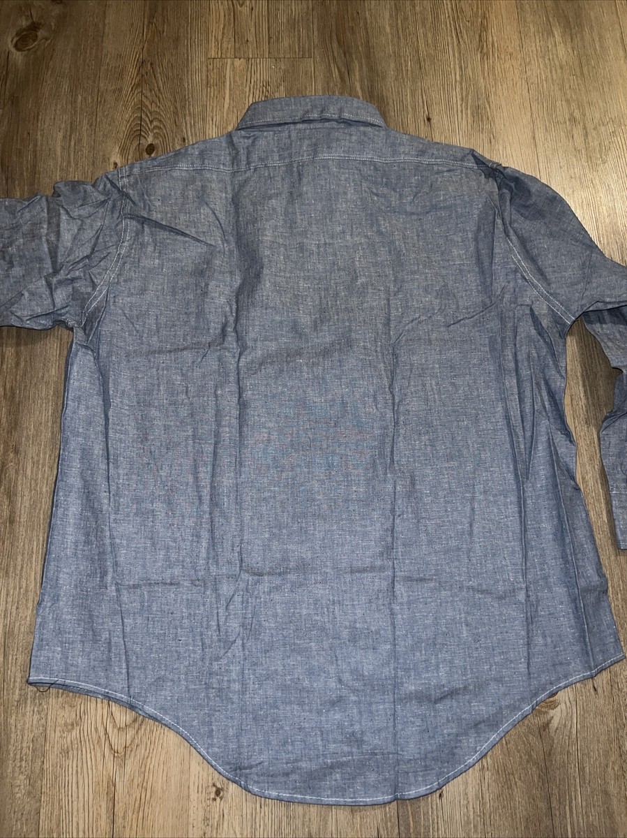 Vintage Chambray Blue Button Down Shirt Montgomery Ward Size Vintage Chambray Blue Button Down Shirt Montgomery Ward Size