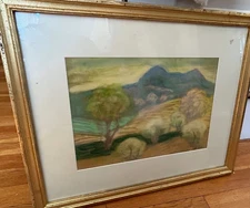 1960 James Rosenberg ORIGINAL PASTEL painting drawing vtg landscape NY - Signed