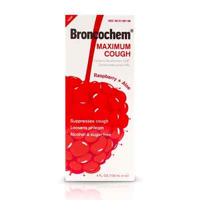 BRONCOCHEM MAXIMUM COUGH SYRUP (Raspberry + Aloe) 4 oz (Pack of 12)