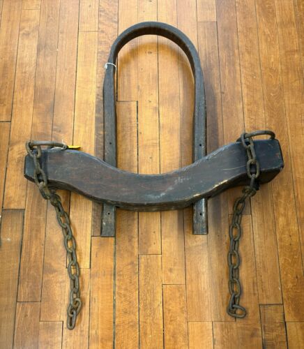 Antique Primitive Ox Yoke Hand Wrought Iron Blacksmith Single Animal Yoke - Picture 2 of 14
