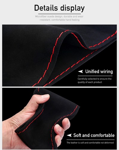 Car Steering Wheel Protector Cover W/Needle Thread Anti-slip Interior Accessory - Foto 9 di 12