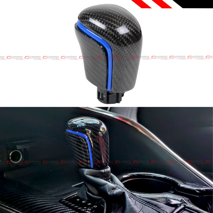 FOR 18-2024 TOYOTA CAMRY REAL CARBON FIBER AUTOMATIC AT SHIFT KNOB W/ BLUE STRIP - Image 2 of 4